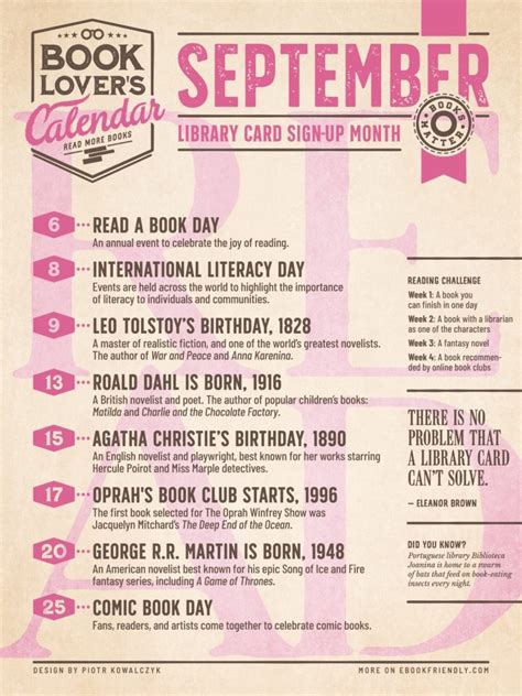 Literary calendar for week of Sept. 3